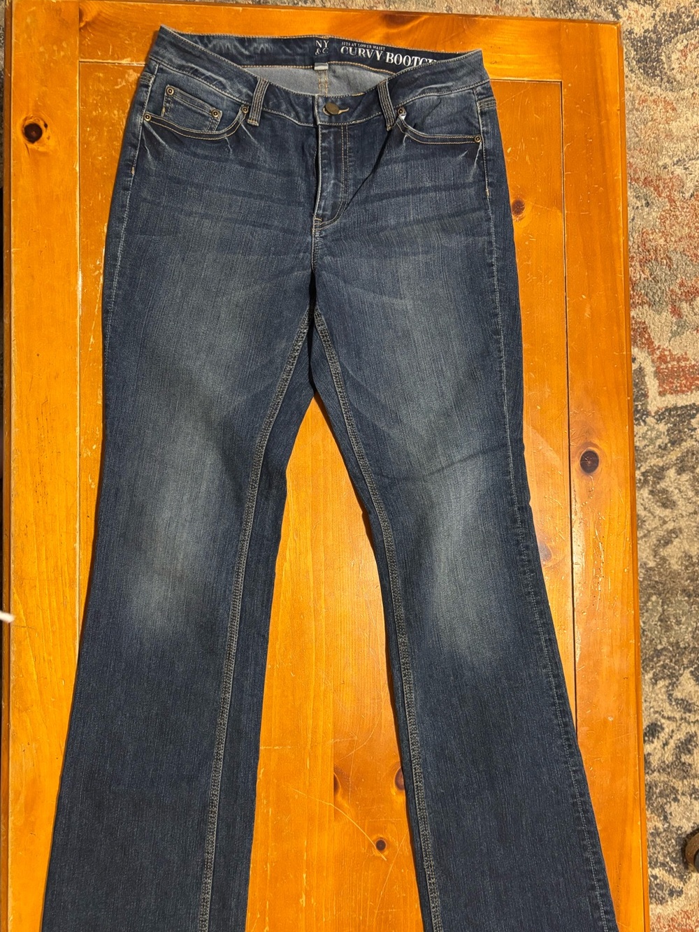New York & Company Dark Blue Curvy Bootcut Jeans